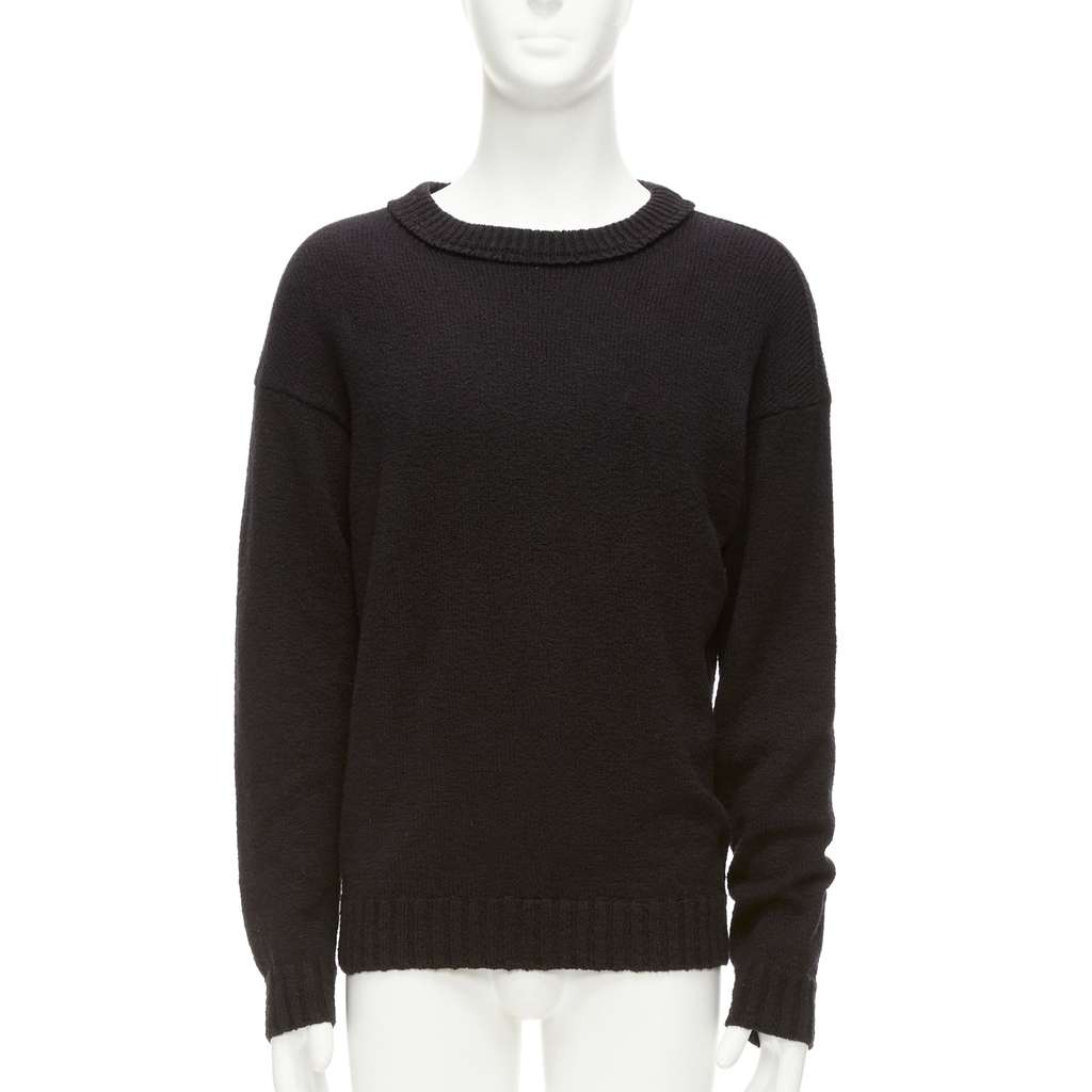 Loro Piana Logo Tab Knit Sweater Black Cotton Never worn - Front View