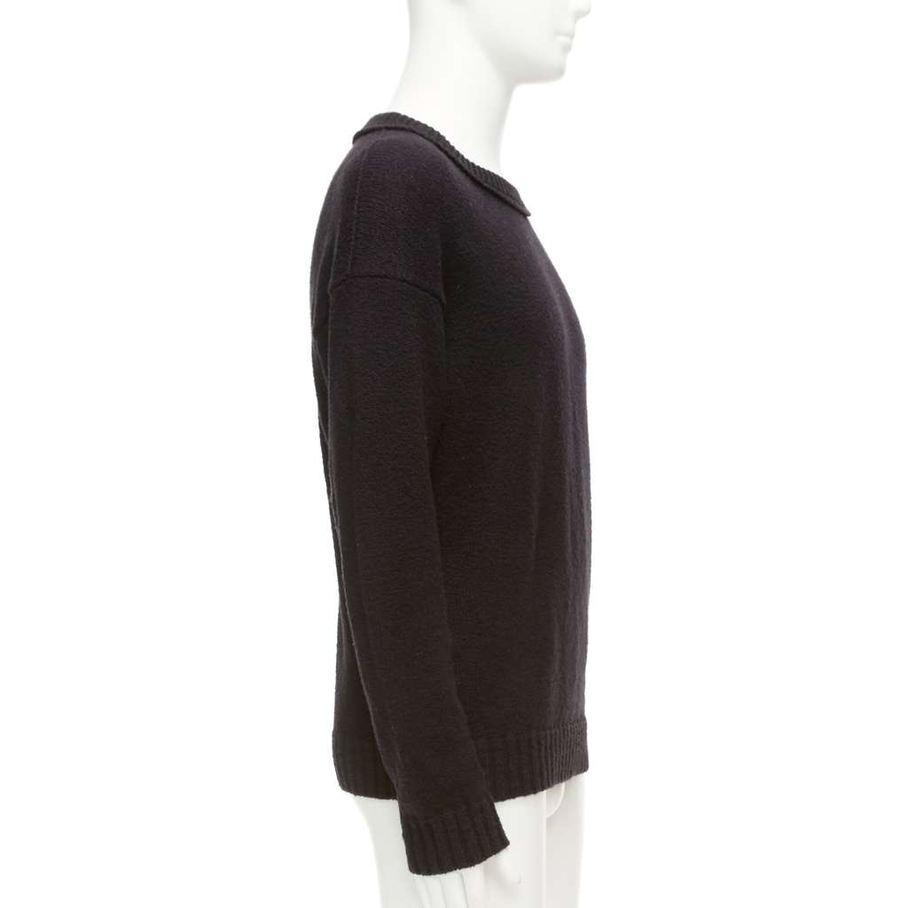 Loro Piana Logo Tab Knit Sweater Black Cotton Never worn - Model View