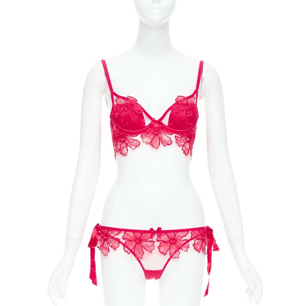 Agent Provocateur Floral Lace Lingerie Red Polyamide Very good - Front View