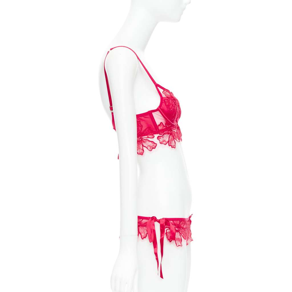Agent Provocateur Floral Lace Lingerie Red Polyamide Very good - Model View