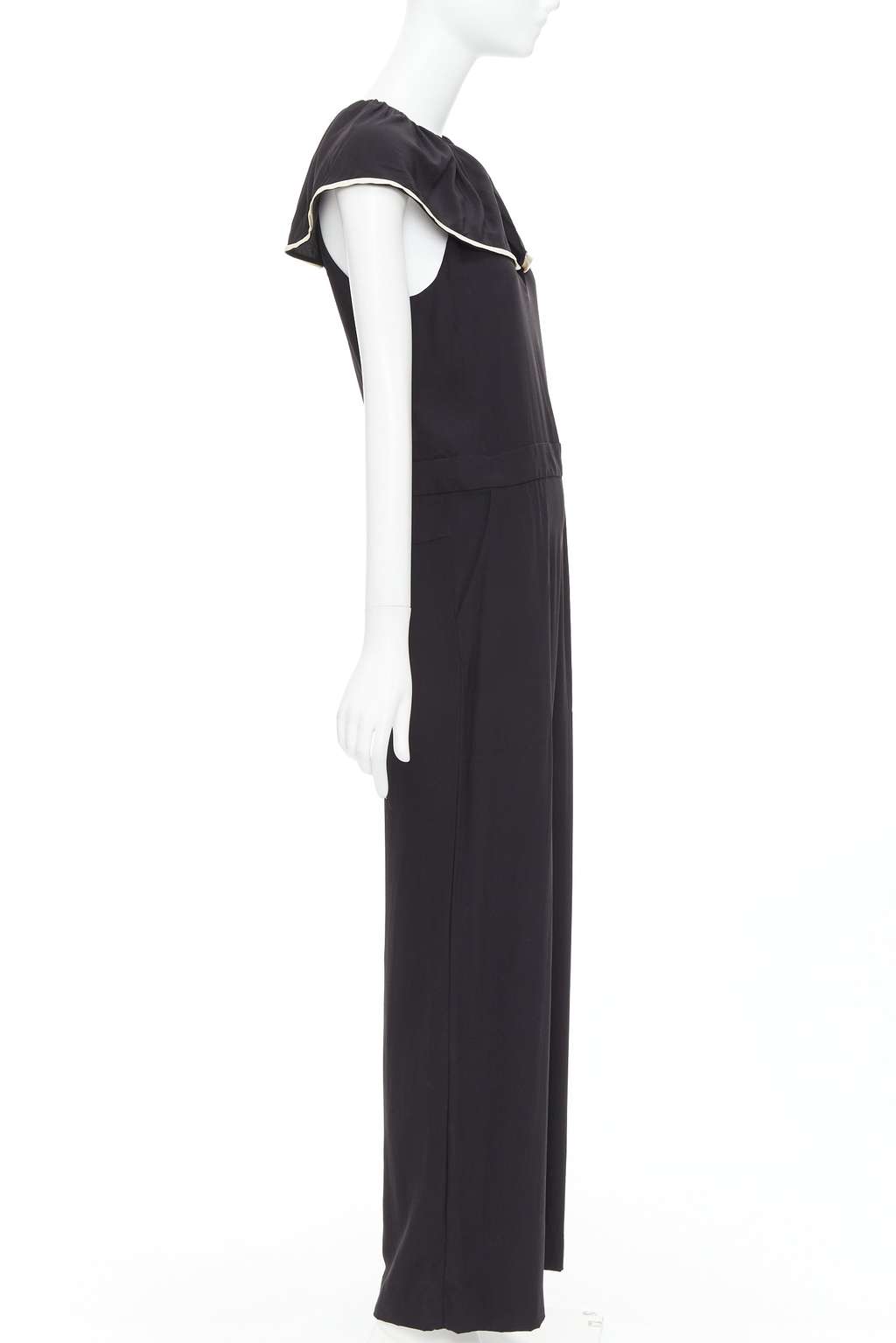 Chloé Silk Ruffle Jumpsuit Black Silk Very good - Model View
