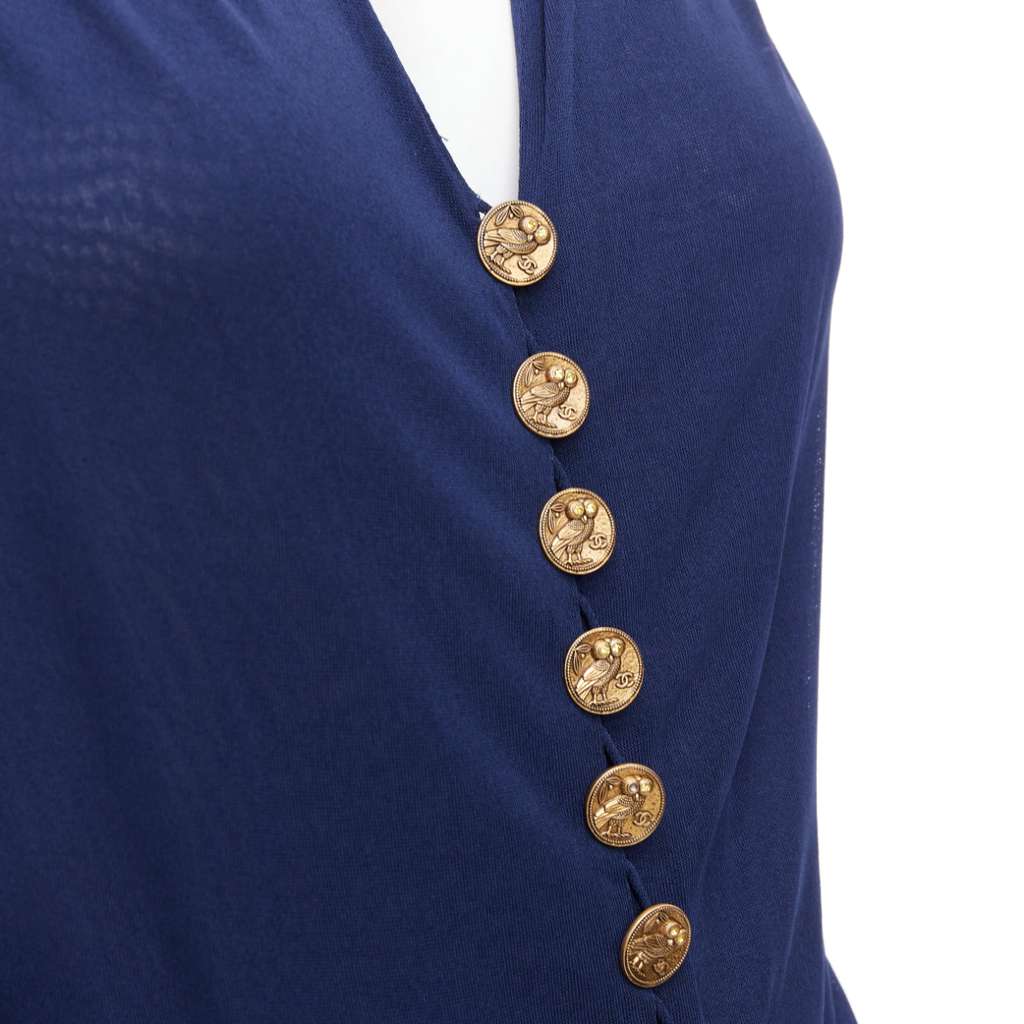 Chanel Owl Logo Dress Navy Viscose Good - Back View