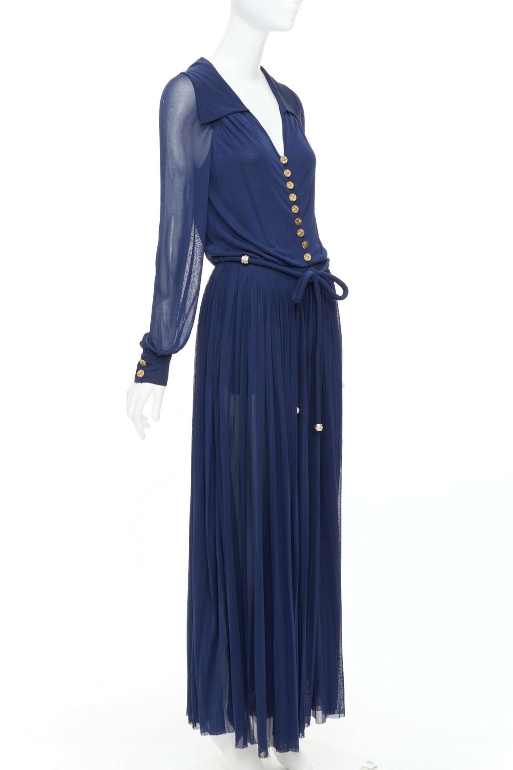 Chanel Owl Logo Dress Navy Viscose Good - Inside View