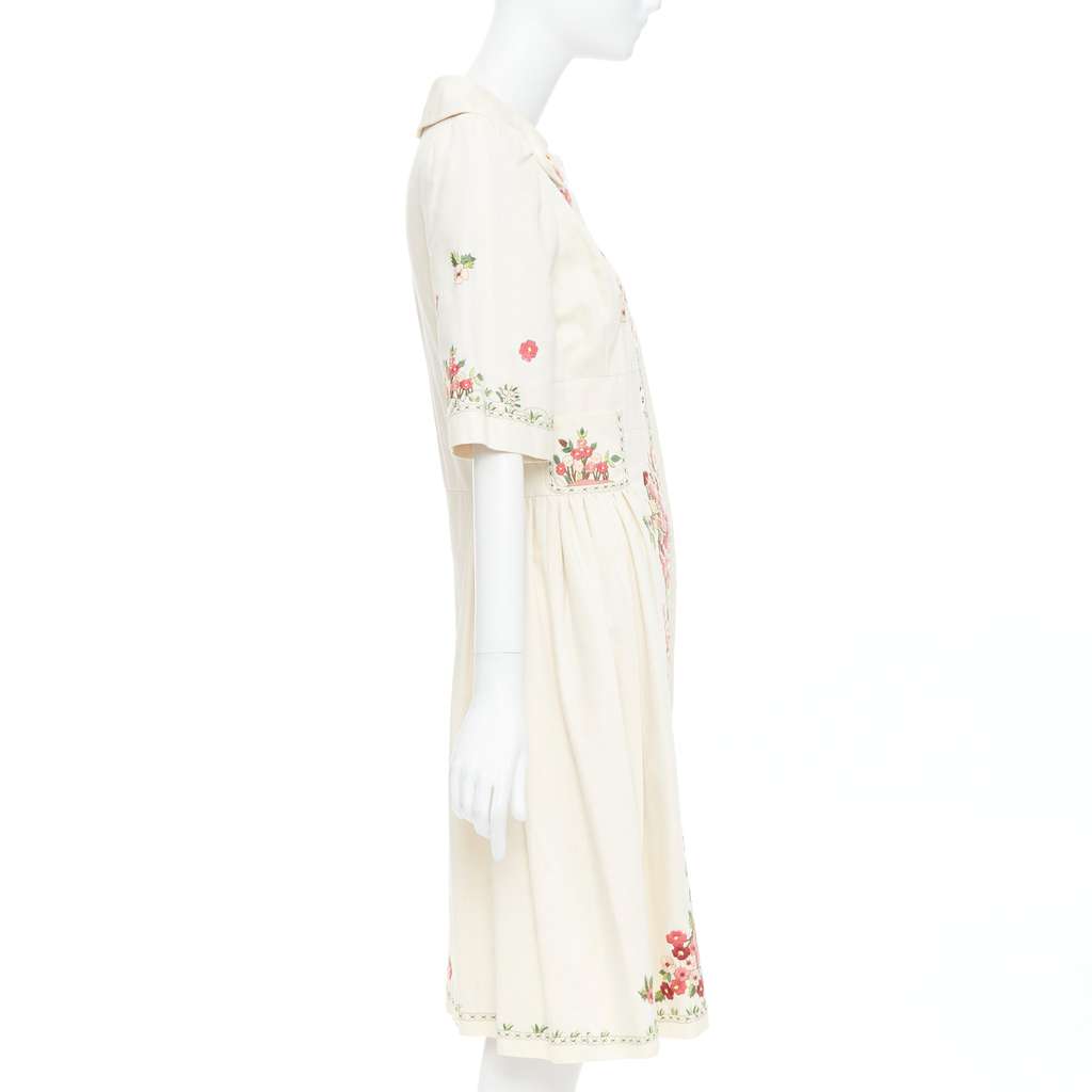 Kenzo Floral Coat Dress Beige Cotton Good - Box View