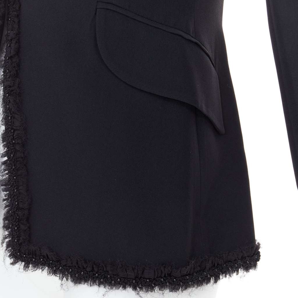 Alexander McQueen Beads Ruffle Blazer Black Viscose Very good - Back View