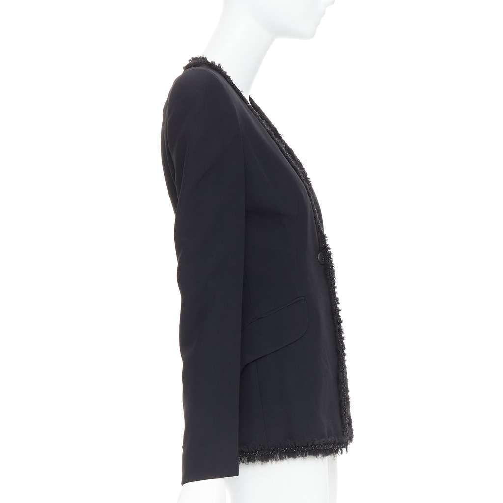 Alexander McQueen Beads Ruffle Blazer Black Viscose Very good - Model View