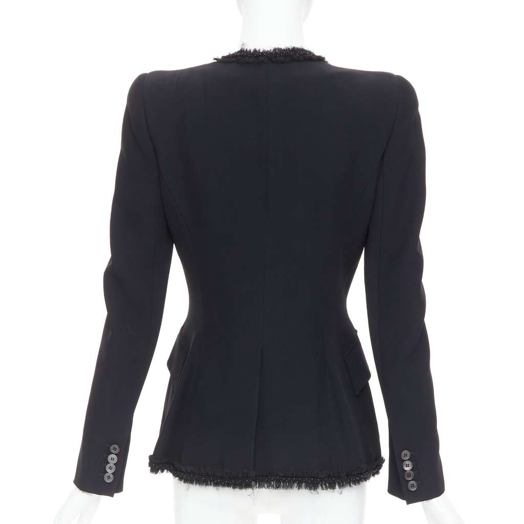 Alexander McQueen Beads Ruffle Blazer Black Viscose Very good - Box View