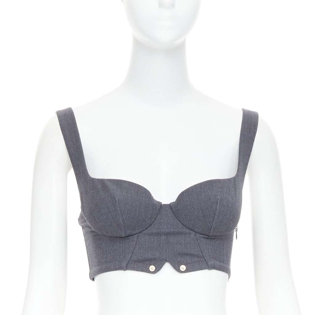 La Perla Gold Stud Bustier Grey Wool Very good - Front View