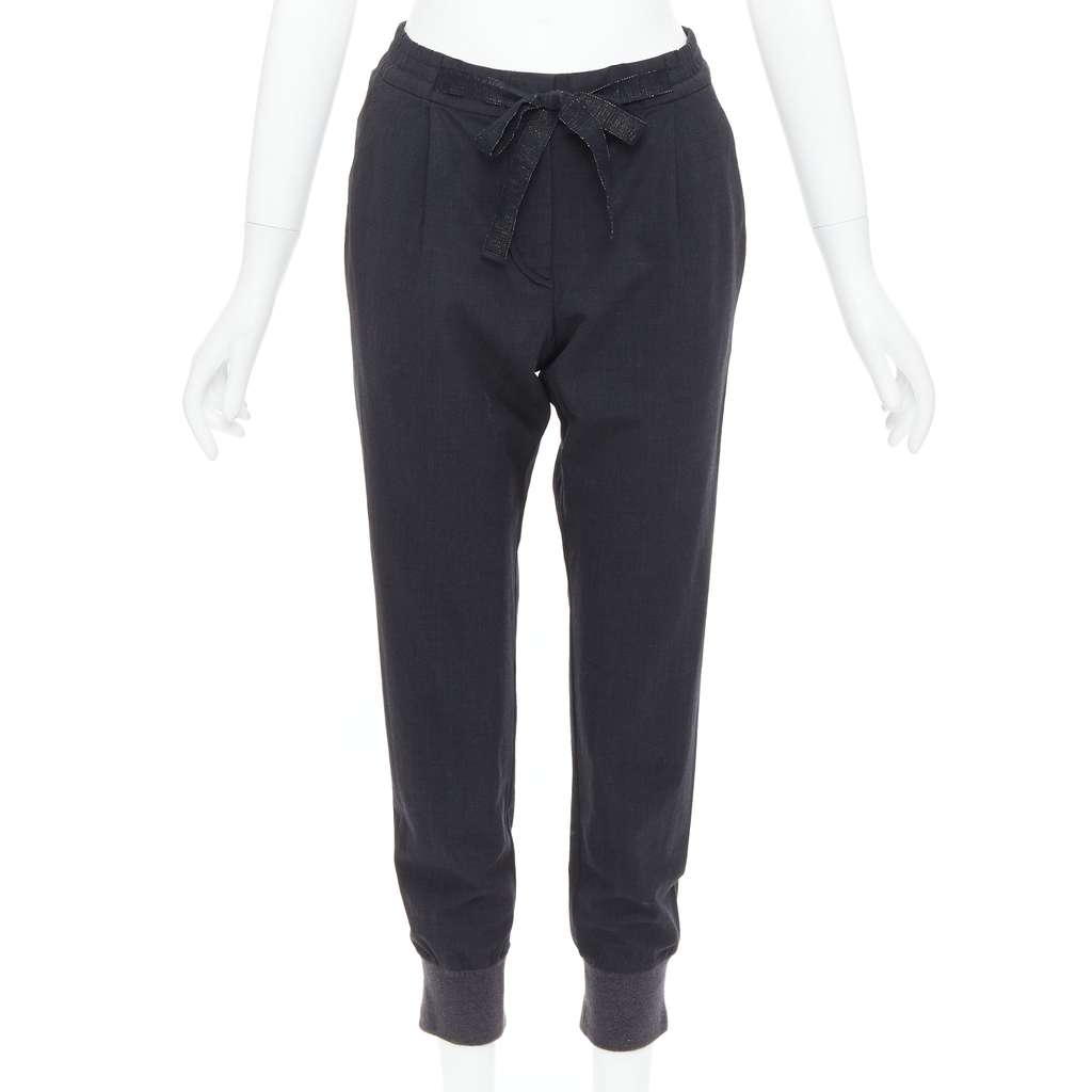 Brunello Cucinelli Relaxed Jogger Pants Grey Wool Very good - Front View