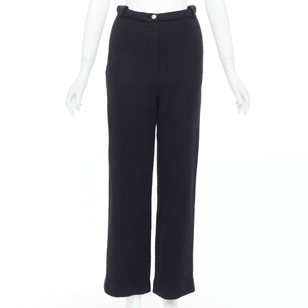Chanel Crystal Button Pants Black Cotton Very good - Front View