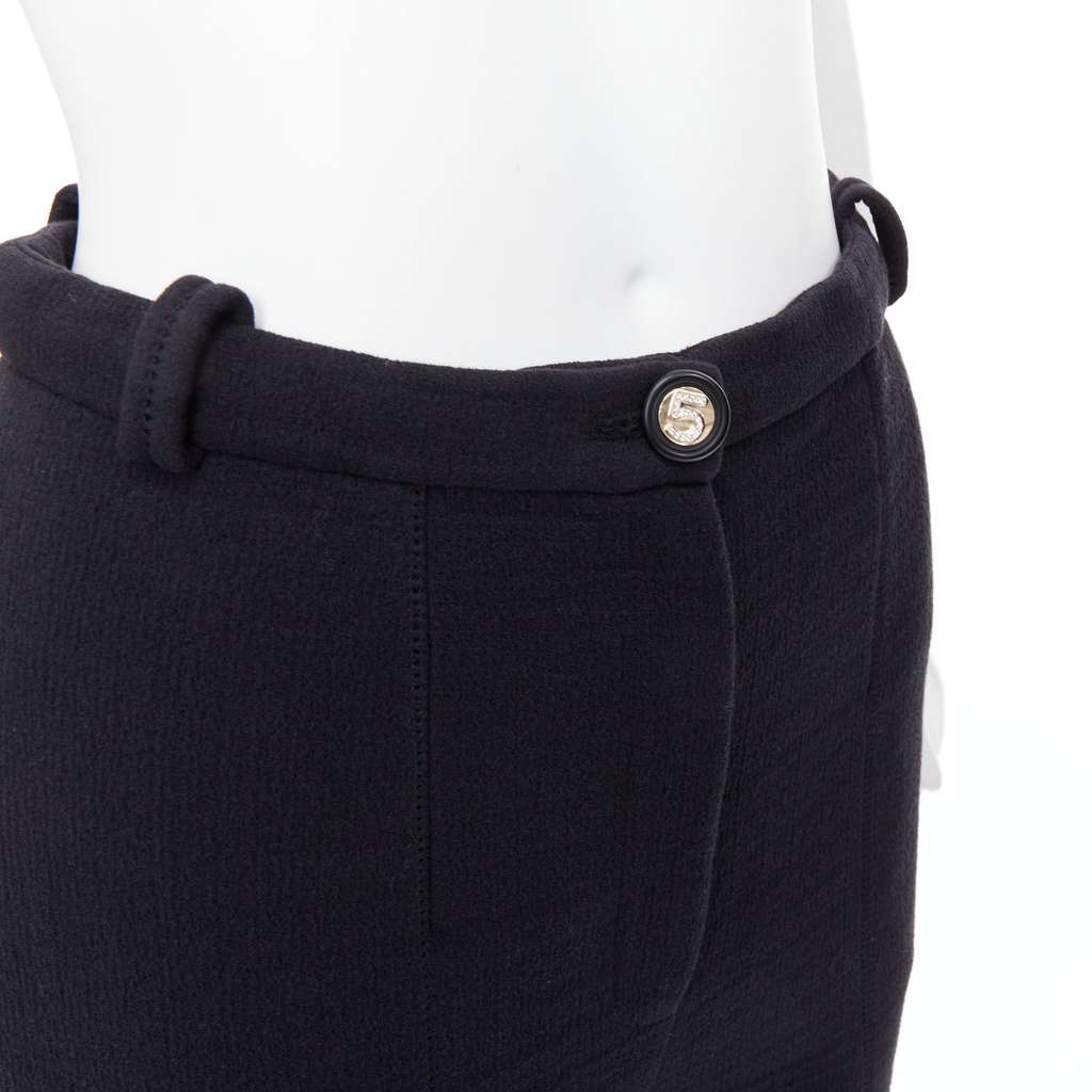 Chanel Crystal Button Pants Black Cotton Very good - Back View