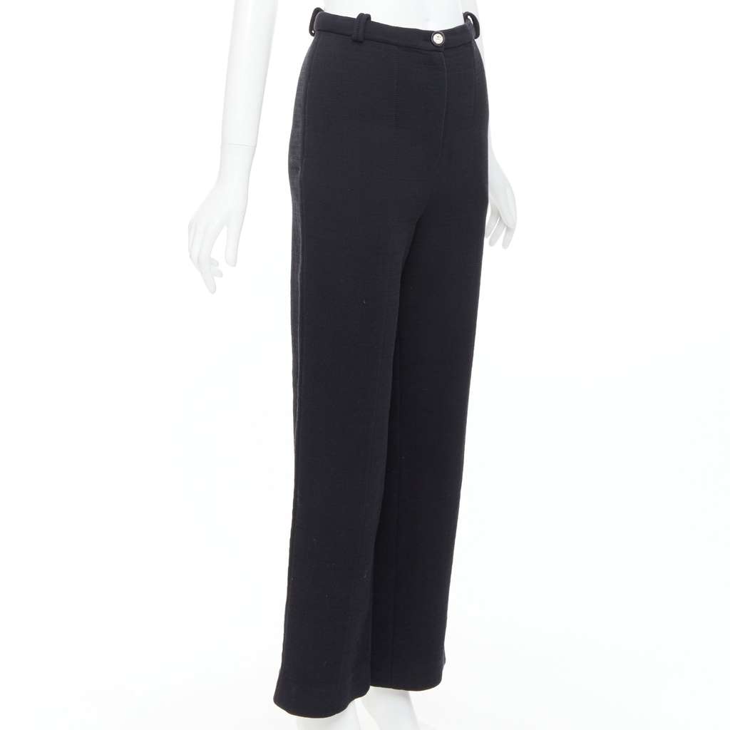 Chanel Crystal Button Pants Black Cotton Very good - Inside View