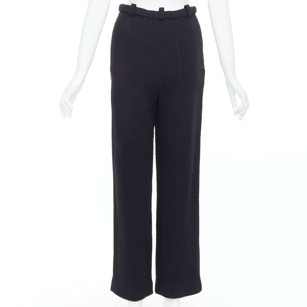 Chanel Crystal Button Pants Black Cotton Very good - Box View