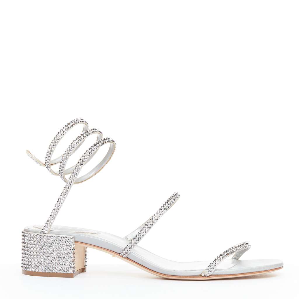 Rene Caovilla Cleo 45 Silver Leather Very good - Front View