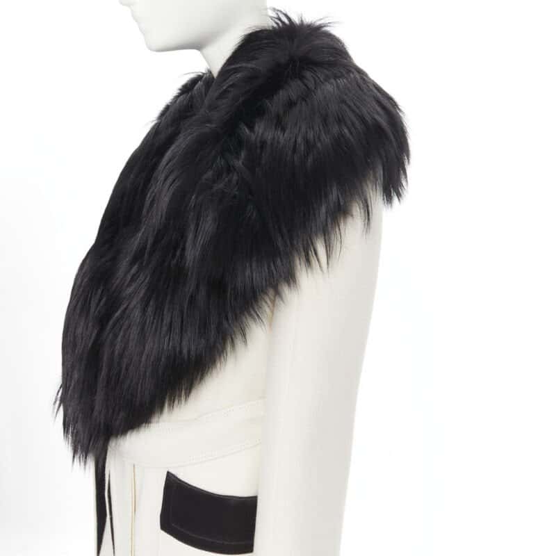 Tom Ford White Fox Fur Robe Coat White Wool Very good - Back View