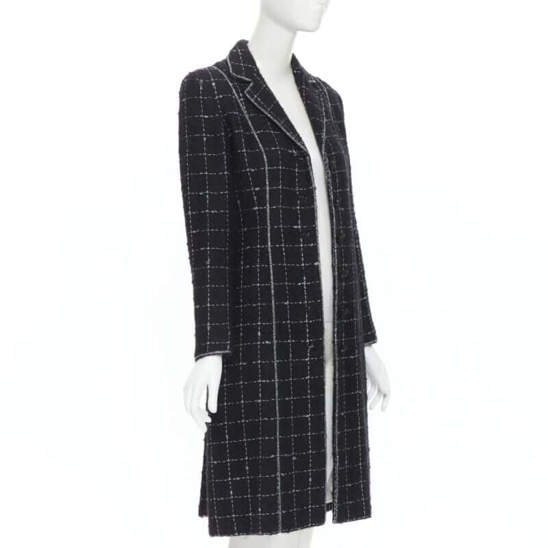 Luisa Beccaria Tweed coat Black Wool Very good - Model View
