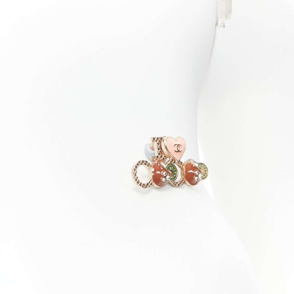 Chanel Heart Pearl Pin Pink Metal Fair - Back View