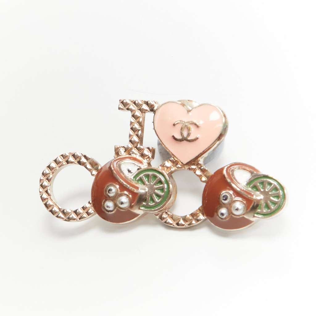 Chanel Heart Pearl Pin Pink Metal Fair - Inside View