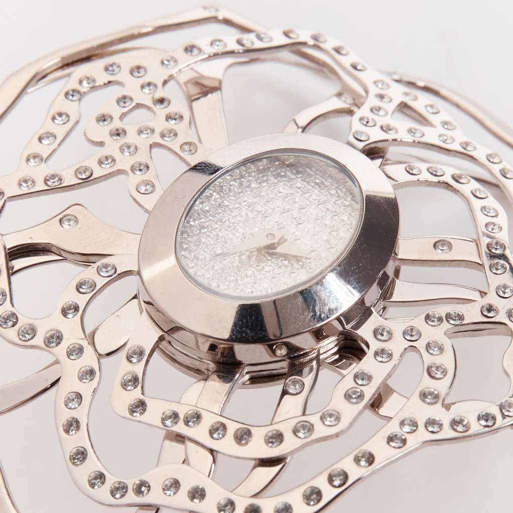Valentino Garavani Crystal Flower Watch Silver Good - Back View