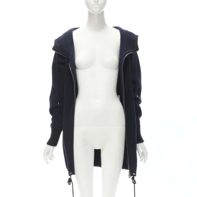 Chanel Zip Hooded Sweater Navy Cashmere Never worn - Inside View