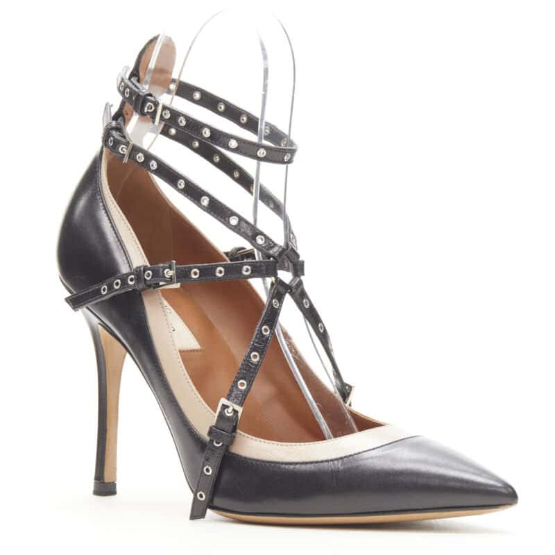 Valentino Garavani Grommet Harness Pumps Black Leather Very good - Front View