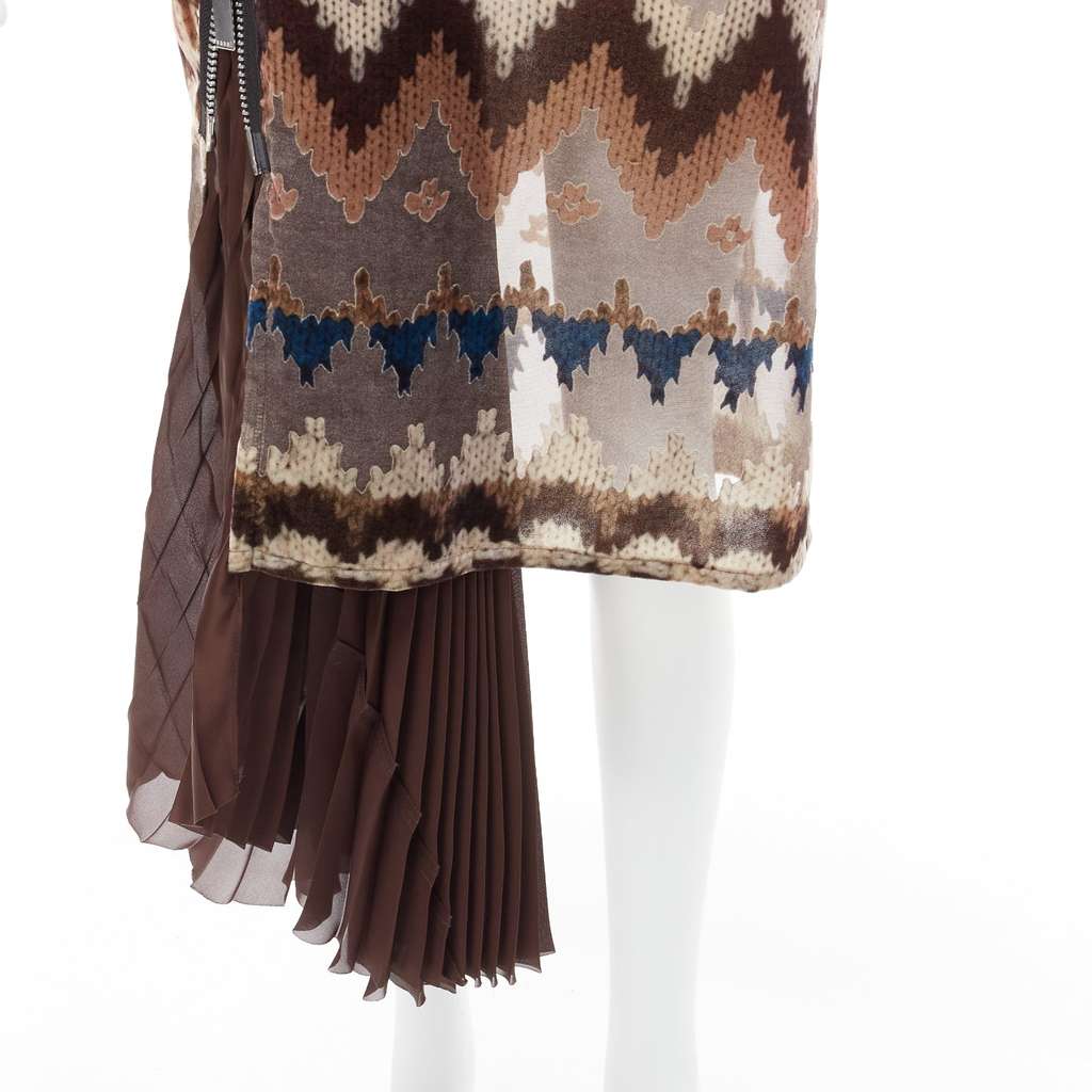 Sacai Ethnic Devore Dress Brown Never worn - Back View