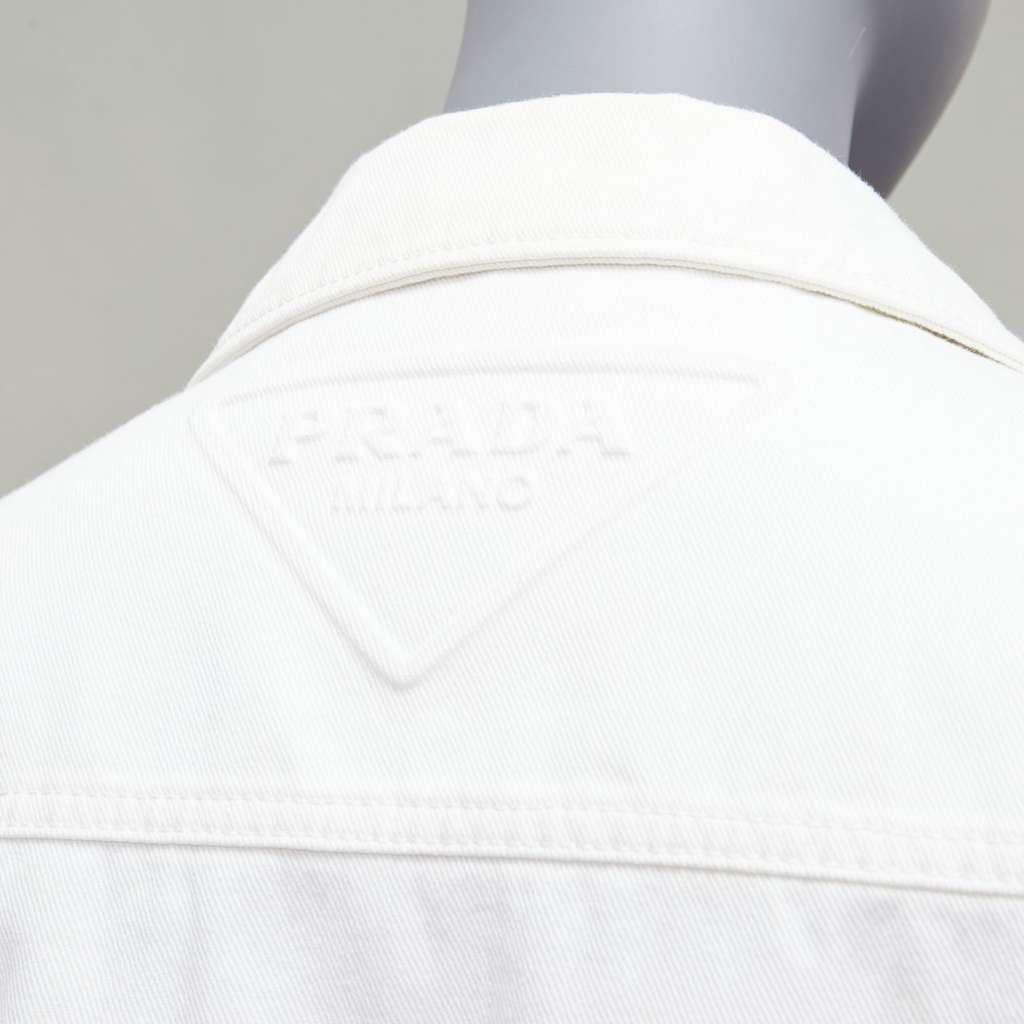 Prada White Cropped Denim Jacket White Cotton Good - Back View