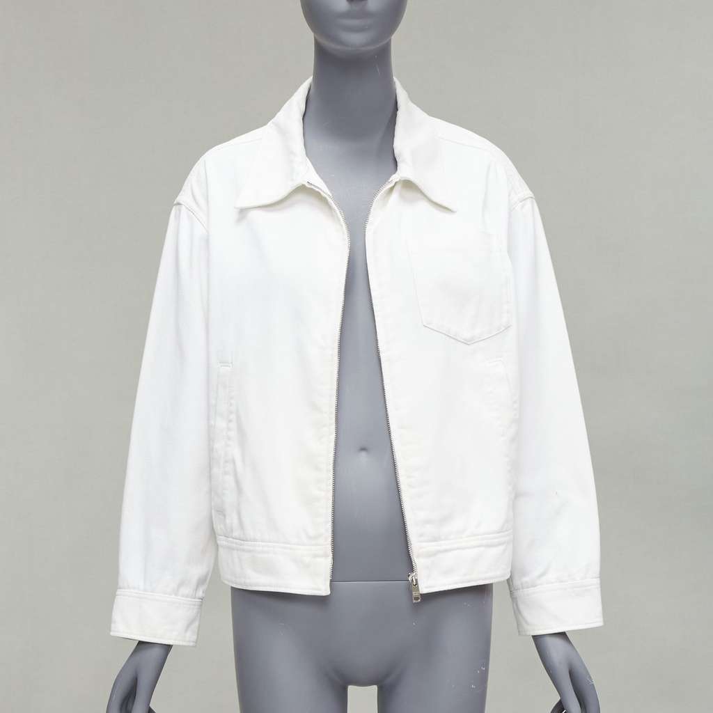 Prada White Cropped Denim Jacket White Cotton Good - Inside View
