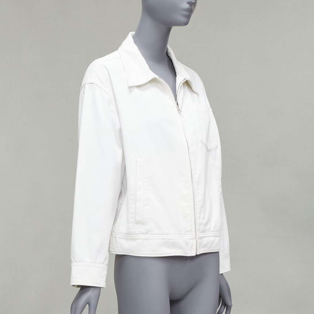 Prada White Cropped Denim Jacket White Cotton Good - Model View