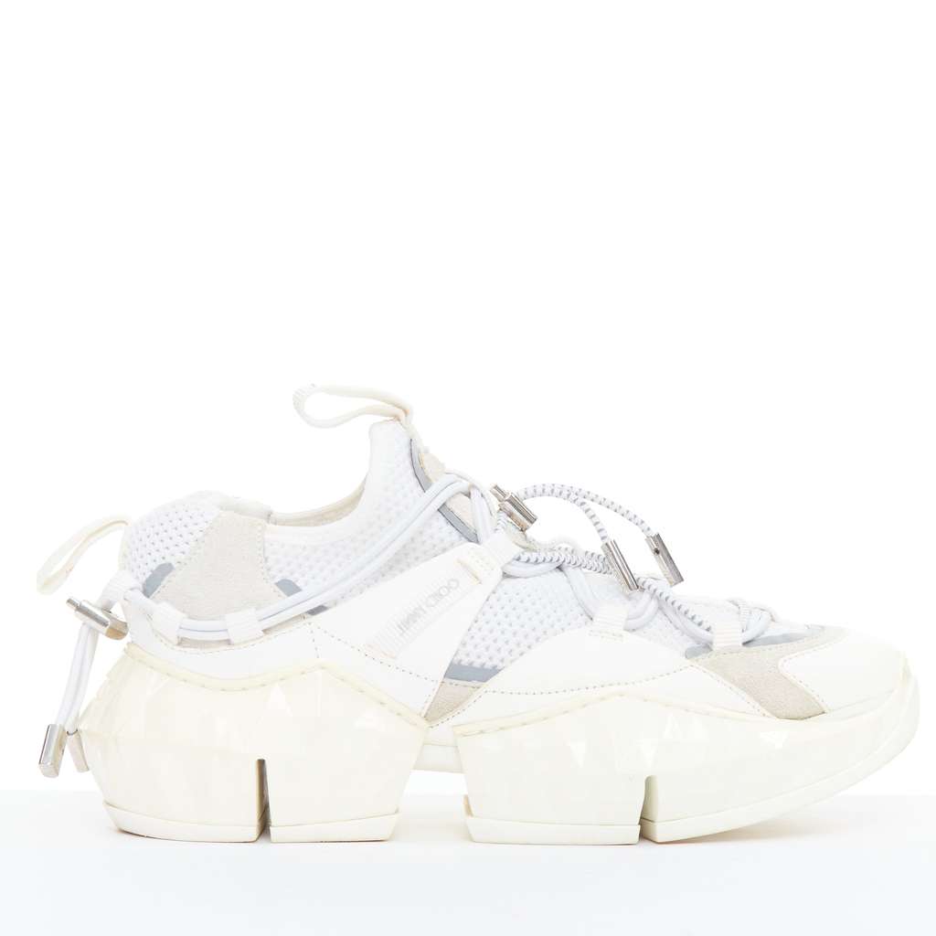 Jimmy Choo Diamond Trail White Leather Good - Front View