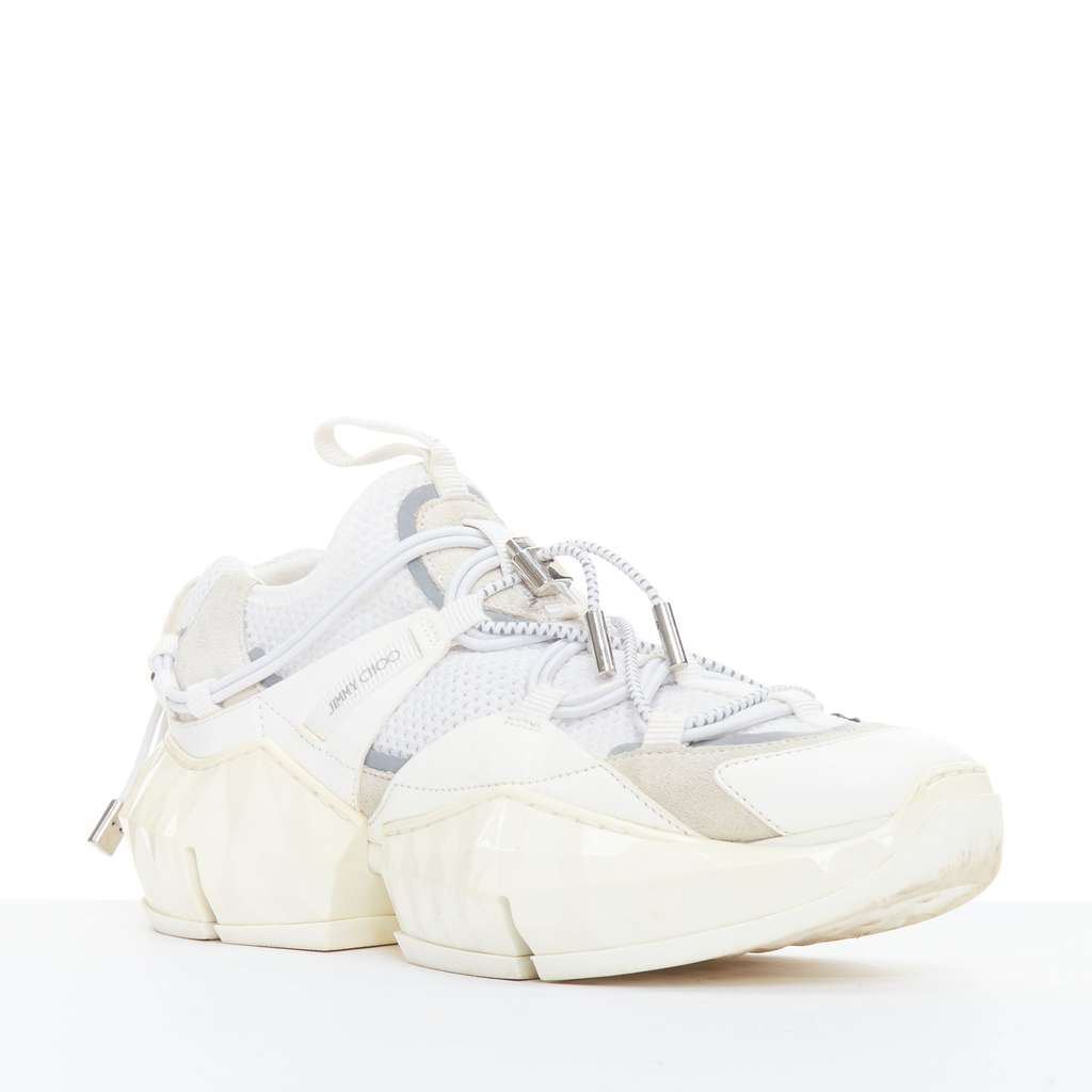 Jimmy Choo Diamond Trail White Leather Good - Back View