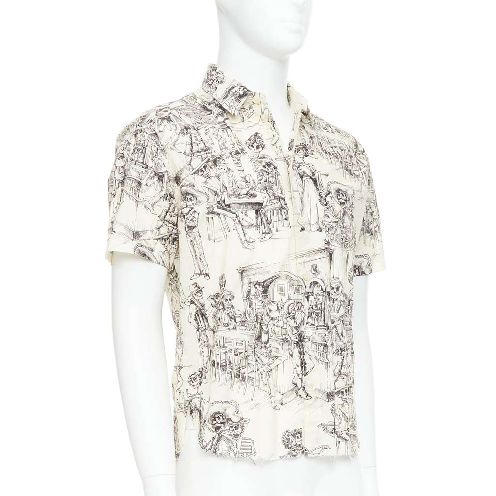 Saint Laurent Skeleton Print Shirt Beige Cotton Very good - Inside View