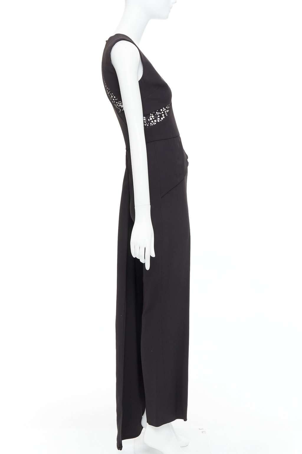 Elie Saab Sheer Drape Jumpsuit Black Polyester Good - Model View