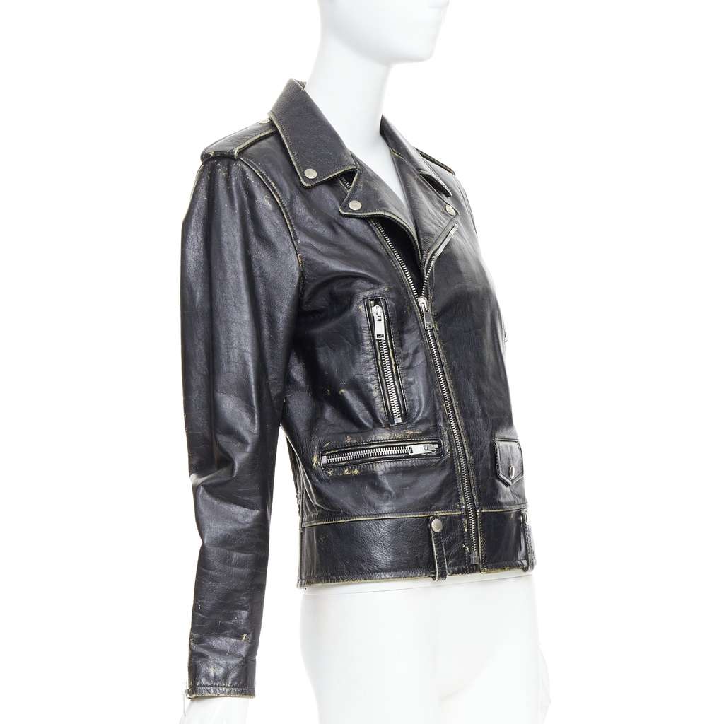 Saint Laurent Black Calfskin Biker Jacket Black Leather Very good - Inside View