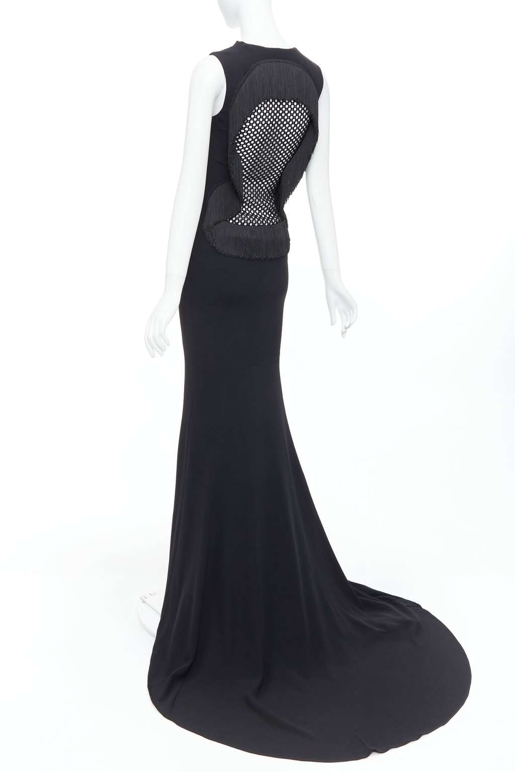 Stella McCartney Fringe Mesh Gown Black Polyester Very good - Front View