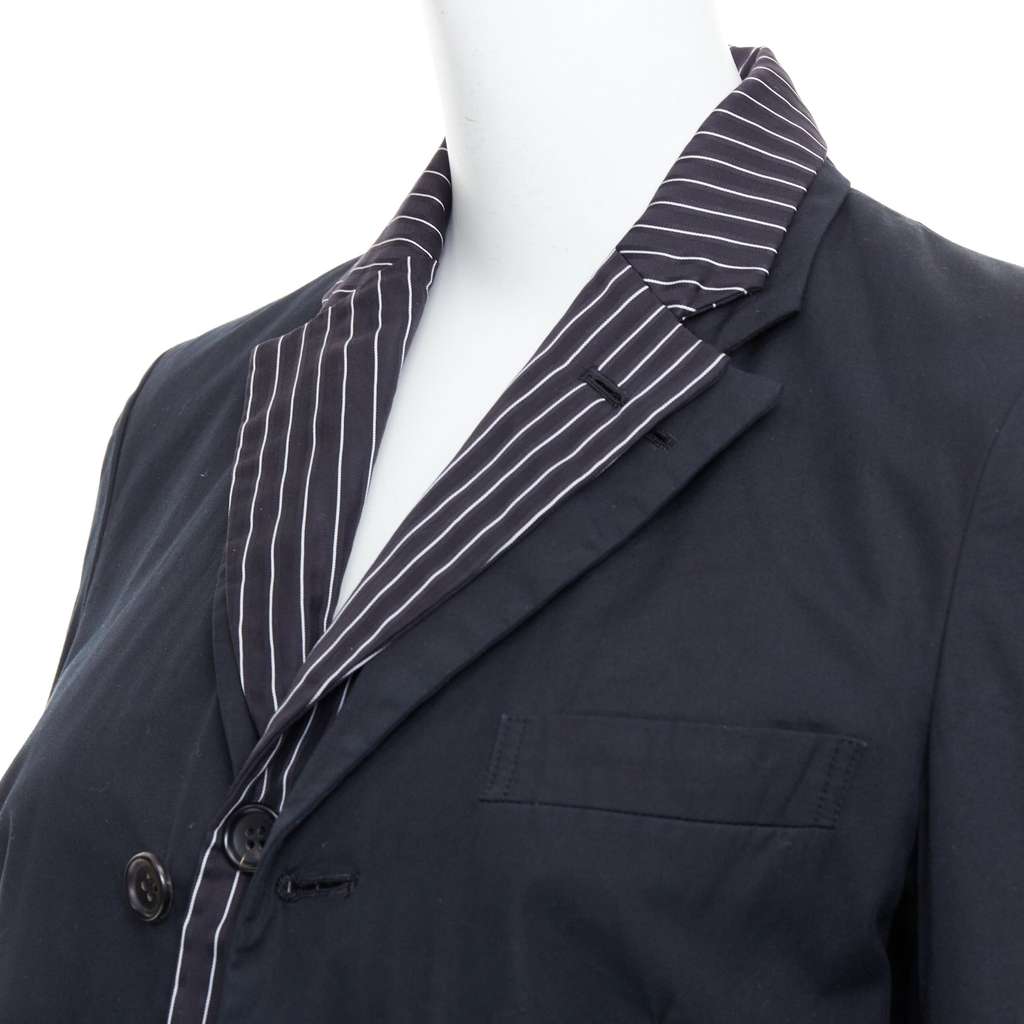 Comme Des Garcons Pinstripe Layered Coat Black Cotton Very good - Back View