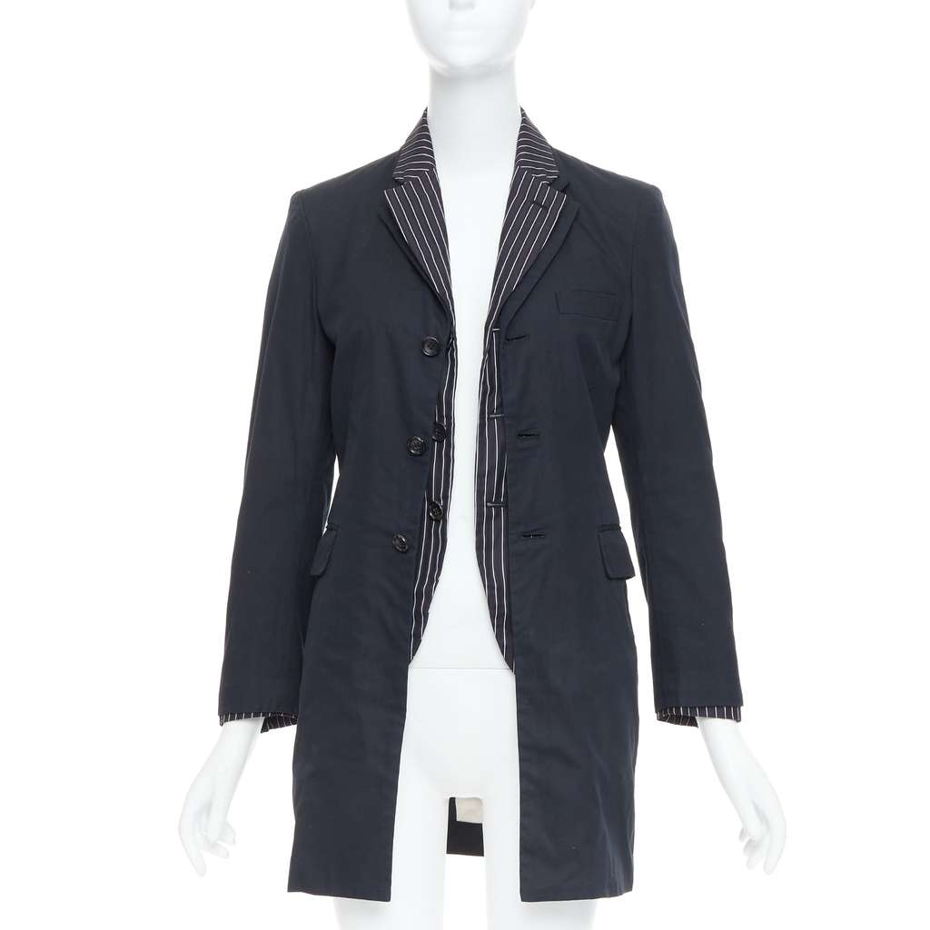 Comme Des Garcons Pinstripe Layered Coat Black Cotton Very good - Inside View