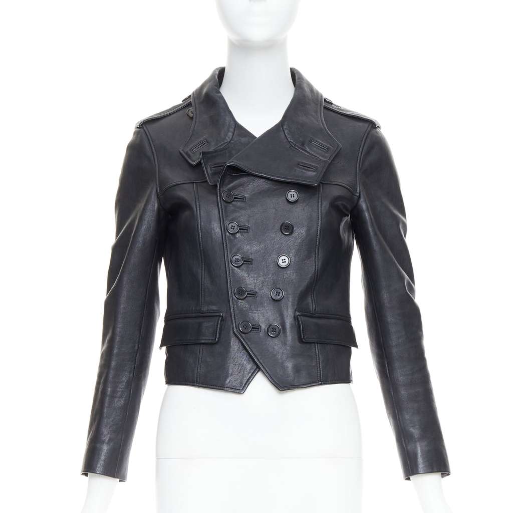 Saint Laurent Smoking Spencer Black Leather Very good - Front View