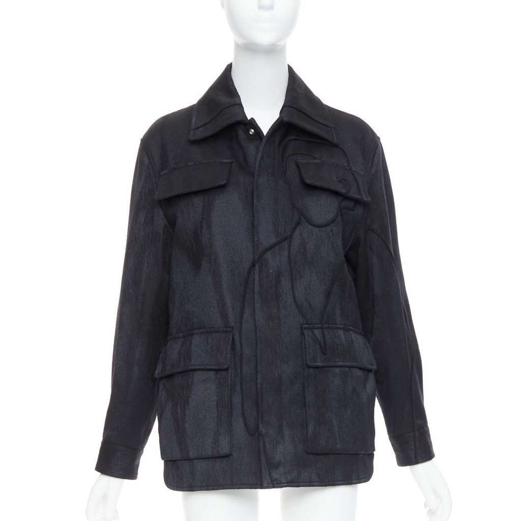 Dior Black Safari Patch Jacket Black Wool Very good - Front View