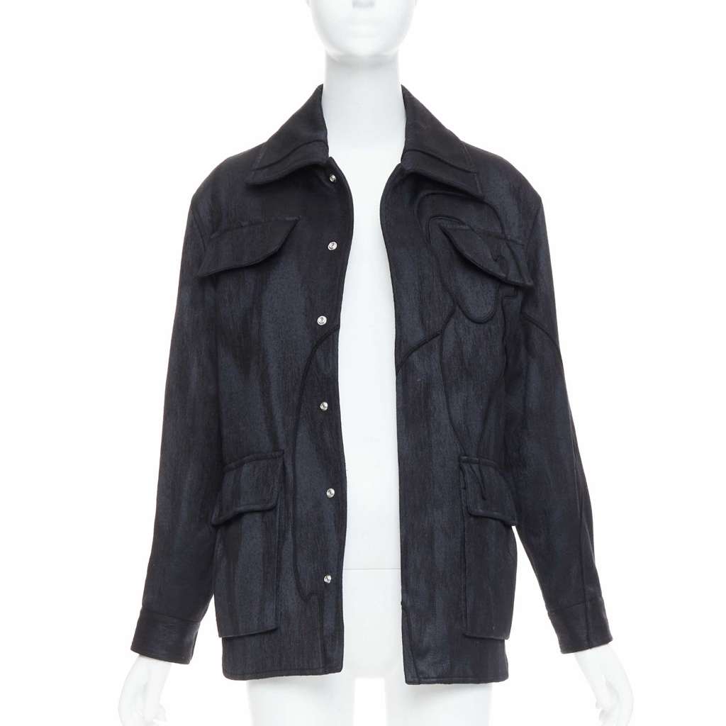 Dior Black Safari Patch Jacket Black Wool Very good - Inside View