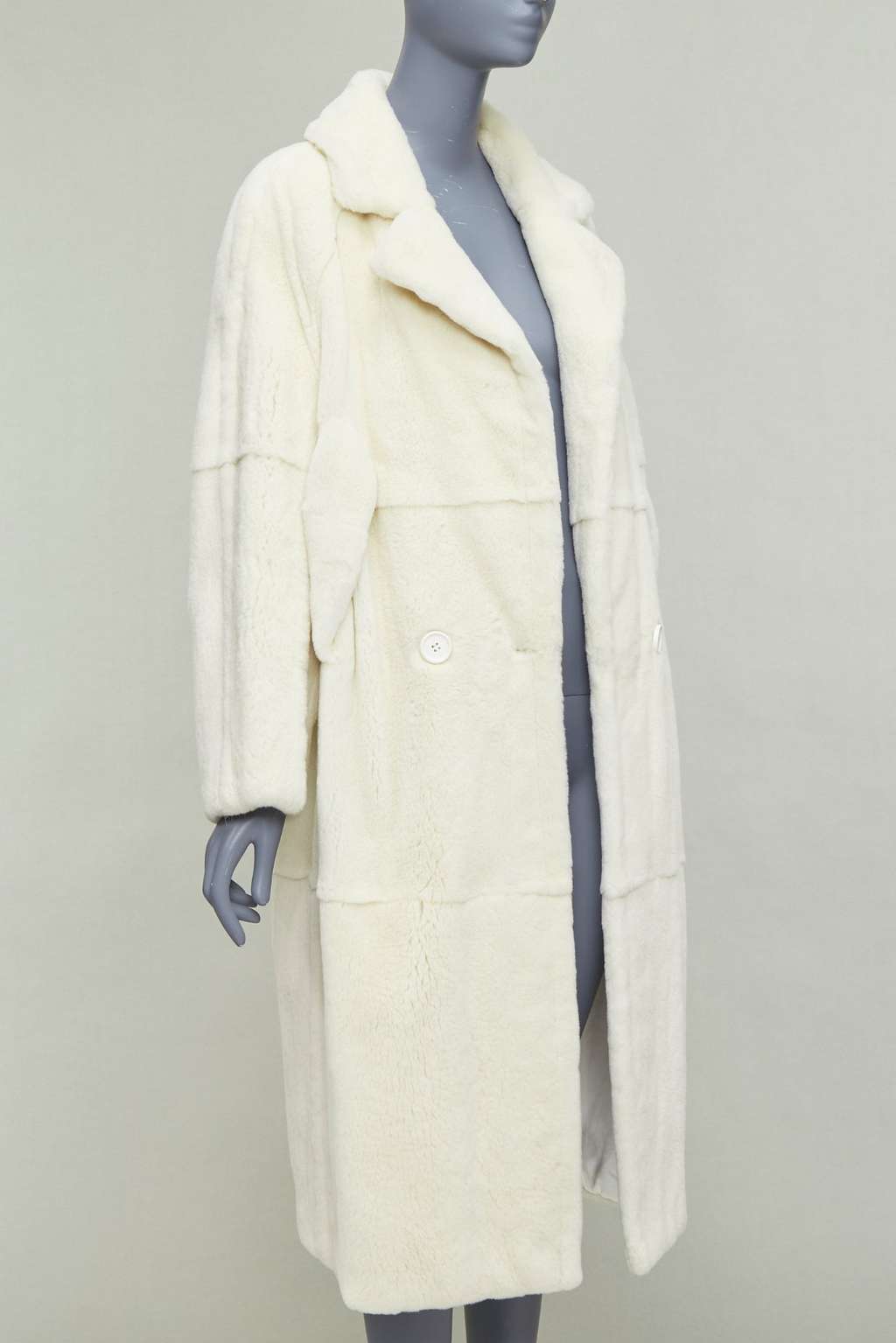 Unsigned Patchwork Fur Long Coat Beige Fur Good - Inside View