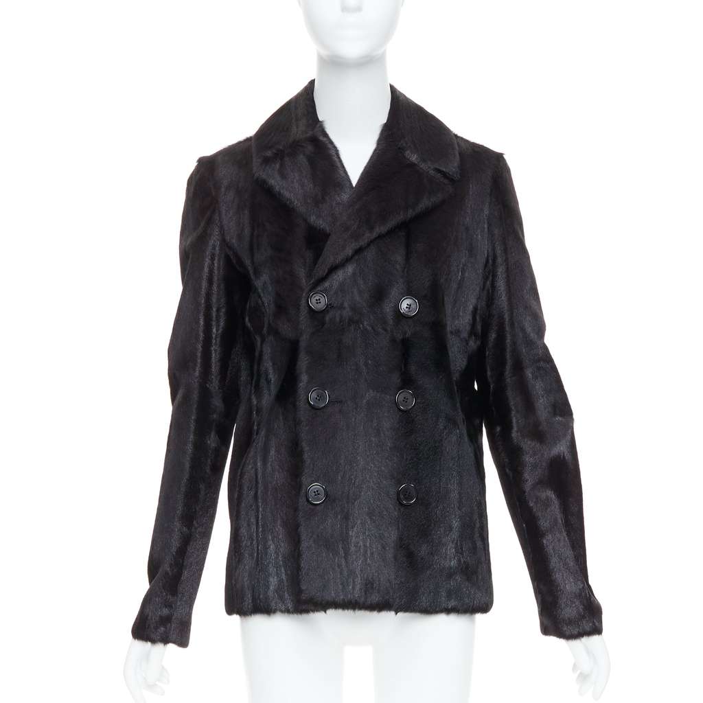 Saint Laurent Black Fur Quilted Vest Black Fur Very good - Front View
