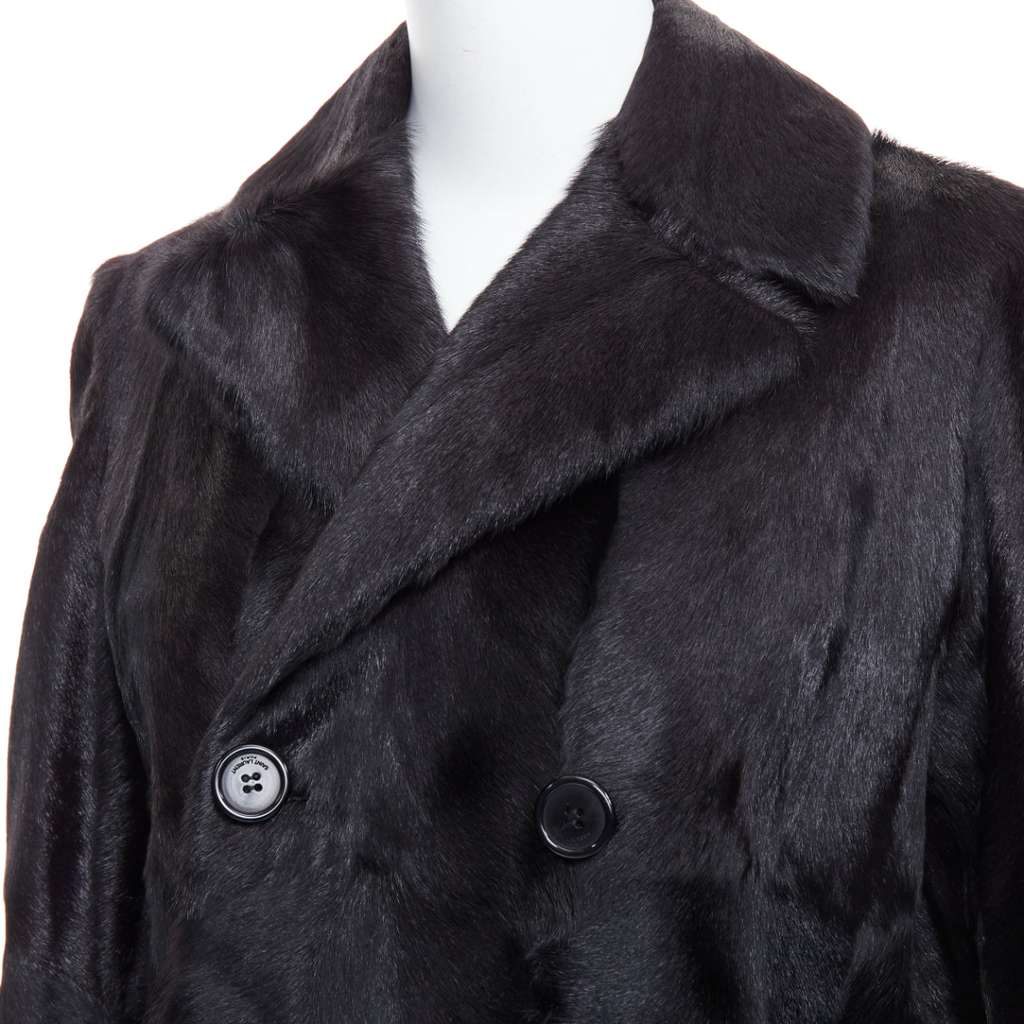 Saint Laurent Black Fur Quilted Vest Black Fur Very good - Back View