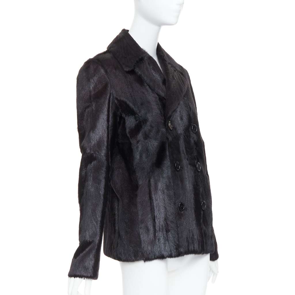 Saint Laurent Black Fur Quilted Vest Black Fur Very good - Model View