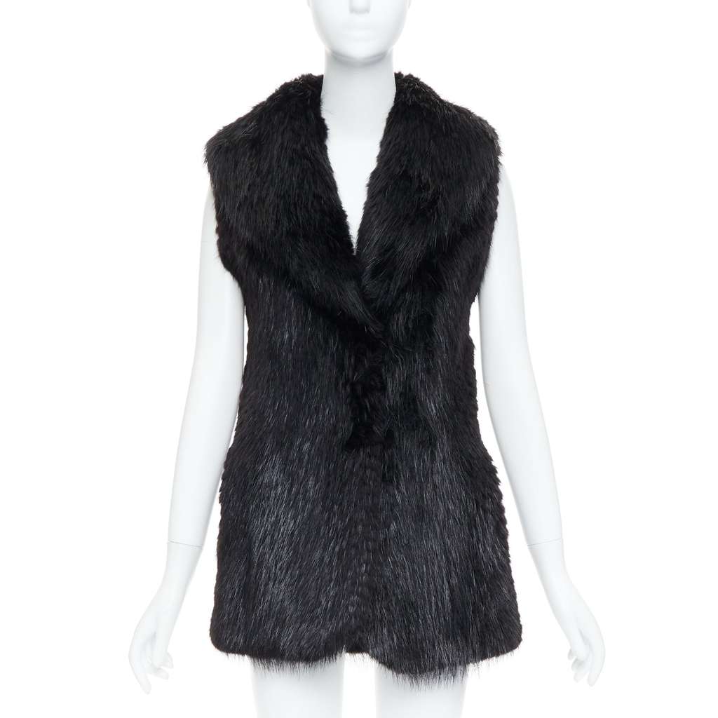 Unsigned Brown Fur Hook Coat Black Fur Very good condition - Front View