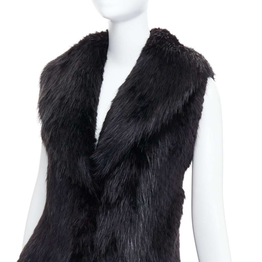 Unsigned Brown Fur Hook Coat Black Fur Very good condition - Back View