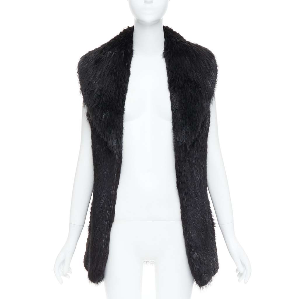 Unsigned Brown Fur Hook Coat Black Fur Very good condition - Inside View