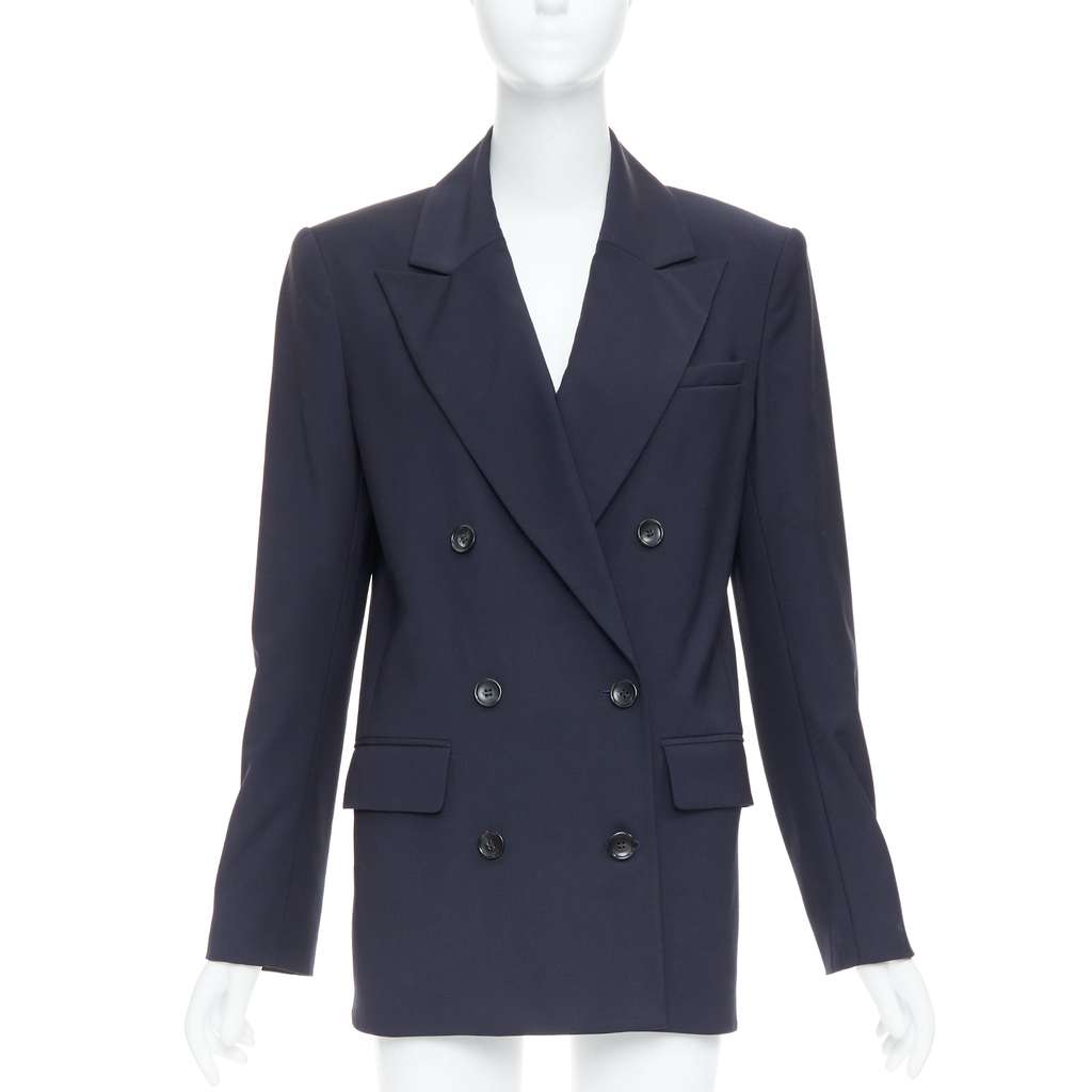 Tibi Padded Boxy Blazer Navy Wool Very good - Front View