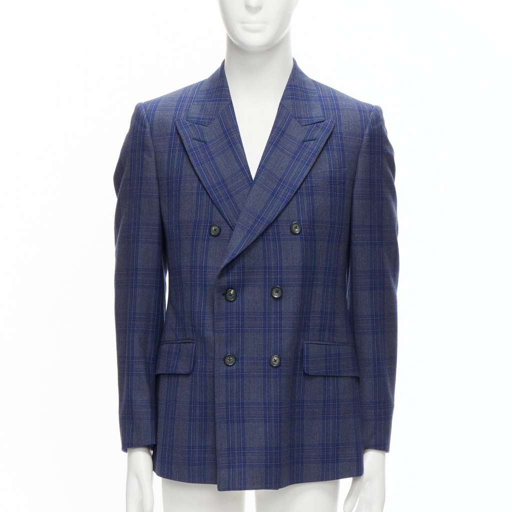 Alexander McQueen Double Breasted Blazer Blue Wool Never worn - Front View