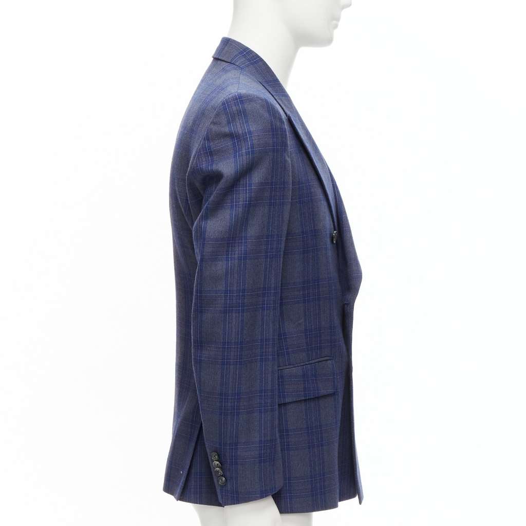 Alexander McQueen Double Breasted Blazer Blue Wool Never worn - Model View